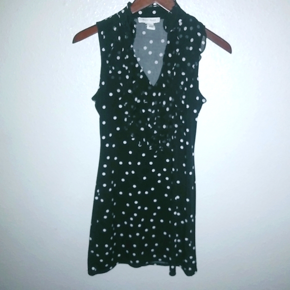 White House Black Market XS Sleeveless Mini Dress Black White Polka Dot - Picture 1 of 11